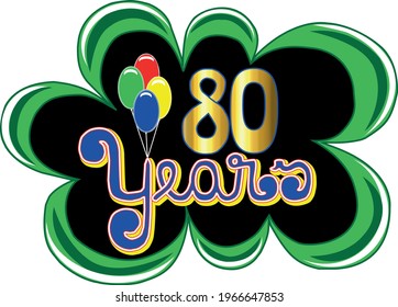 80 years black green and golden