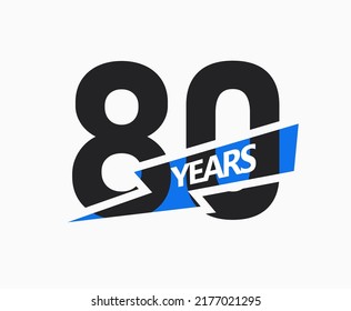 80 años de negocios, logo del jubileo. Cartel del 80 aniversario. Diseño gráfico moderno para el cumpleaños de la empresa. Ilustración vectorial aislada.