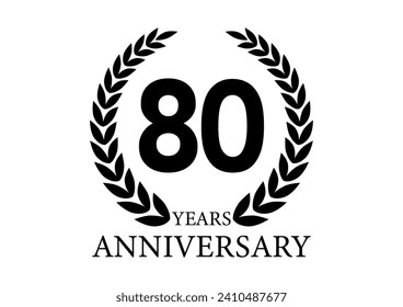 80 Years or Eighty Years Anniversary Logo. Anniversary Celebration Logo for Wedding, Birthday Party or Celebration. Vector Illustration.