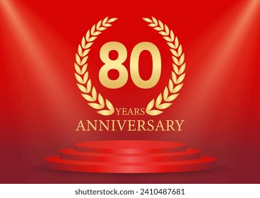 80 Years or Eighty Years Anniversary Logo. Anniversary Celebration Logo for Wedding, Birthday Party or Celebration. Vector Illustration.