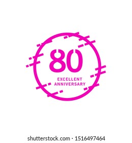 80 Years Excellent Anniversary Vector Template Design illustration
