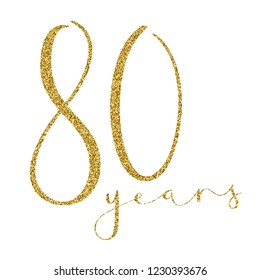 80 YEARS Gold Glitter Brush Calligraphy Icon