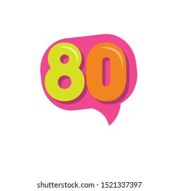 80 Years Kids Anniversary Vector Template Design Illustration