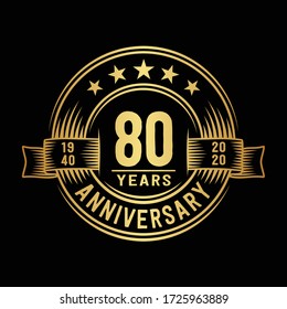 plantilla de diseño de logotipo de 80 años. Vector e ilustración del 80 aniversario.