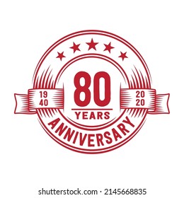 80 years logo design template. 80th anniversary vector and illustration.