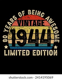 80 Years Old of Being Awesome Born in 1944 Legend Retro Vintage Birthday Ideas for Men Women