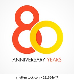 80 years old celebrating classic logo. Anniversary year of 80 th vector logotype template. Birthday greetings celebrates. Traditional digits of eighty jubilee ages in a shape of rings.