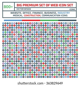 800 Big Premium  Set Of Web icon set,Website,business,finance,industry,communication,construction,clean vector