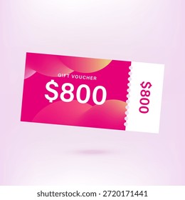 800 dólares de Cupón vale de regalo, Anuncio de devolución de dinero en efectivo oferta especial. Ilustración vectorial. Gran venta y super venta código de Cupón $800 descuento vale de regalo