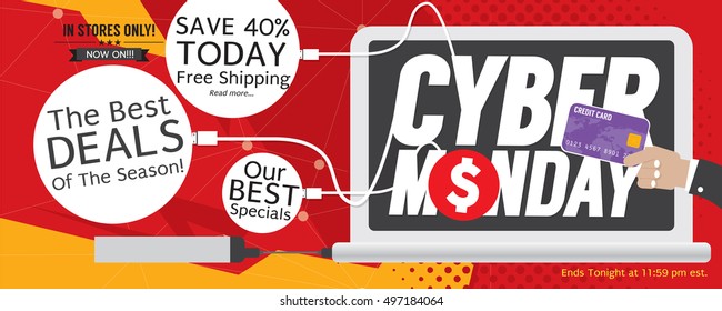 8000x3200 Pixel Cyber Monday Super Wide Banner Vector Illustration