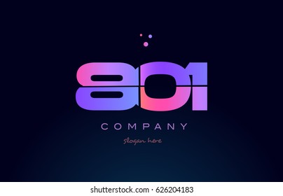 801 pink blue purple number digit numeral dots creative company logo vector icon design template