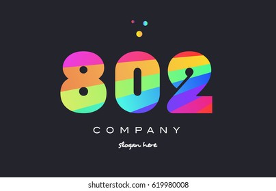 802 creative color green orange blue magenta pink number digit company logo vector icon spectrum