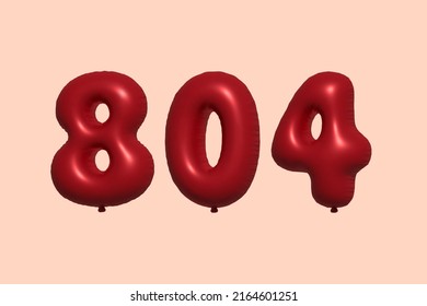 804 3D-Ballon aus realistischem metallischem Luftballon 3D Rendering. 3D Rote Helium Ballons zum Verkauf Dekoration Party Geburtstag, Feiertag Jubiläum, Hochzeitsfeiertag. Vektorgrafik