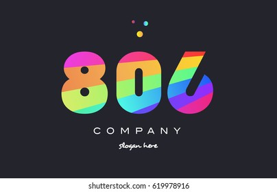 806 creative color green orange blue magenta pink number digit company logo vector icon spectrum