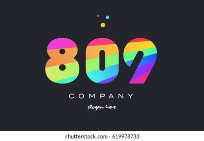 809 creative color green orange blue magenta pink number digit company logo vector icon spectrum