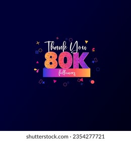 80K followers banner for social media followers and subscribers. Thank you 80 thousand followers vector template for network, social media friends and subscribers.
