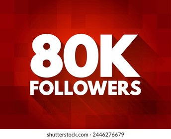 80K Followers - reaching 80,000 followers on a social media platform or other online platform, text concept background