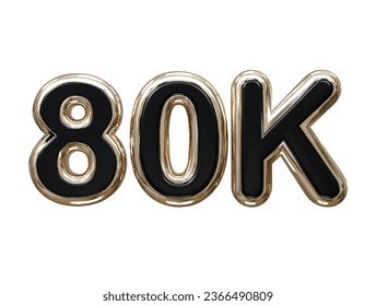 80k text effect 3d rendering illustration element