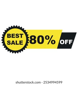 80%off yellow banner vector design