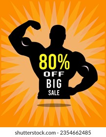 80%,percentage,discounts,financial,promotions,offers,silhouette,numbers,seventy-five,big offer,big promotion,balloon,orange background,black,white,letters,great card