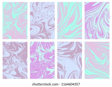 80s, 90s Liquid marble texture in color. Swirls and ripples holographic abstraction. Iridescent texture holography shapes. Template for design covers, posters, business cards, invitation, flyers. 
