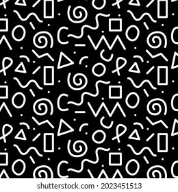80s 90s memphis pattern in black and white