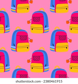 80s 90s seamless pattern in modern style flat, line style. Hand drawn vector illustration.