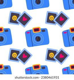 80s 90s seamless pattern in modern style flat, line style. Hand drawn vector illustration.