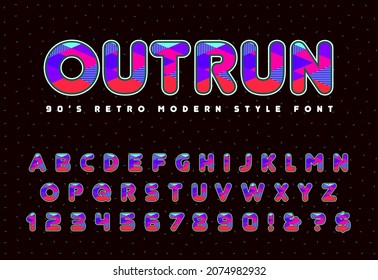 80's - 90's Style Alphabet. Colorful Bright Font Set. Vector.