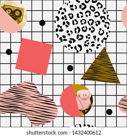 80's and 90's style pattern ,collage style abstraction vector illustration