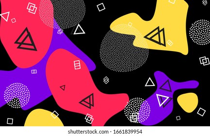 80s Backdrop. Ink Graphic Print. Contemporary Illustration. Red Creative Background. Spring Fashion. Violet Wallpaper. Circle Artwork. Black Trendy Decor.