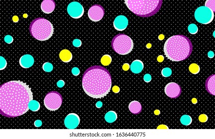 80s background. Abstract dots. Memphis pattern. Vector Illustration. Hipster style 80s-90s pattern. Abstract colorful funky background.