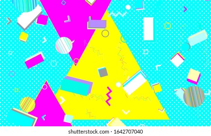 80s background. Abstract dots. Memphis pattern. Vector Illustration. Hipster style 80s-90s pattern. Abstract colorful funky background.