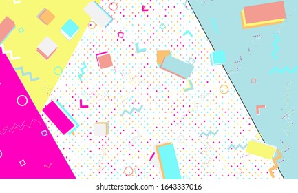 80s background. Abstract dots. Memphis pattern. Vector Illustration. Hipster style 80s-90s pattern. Abstract colorful funky background.