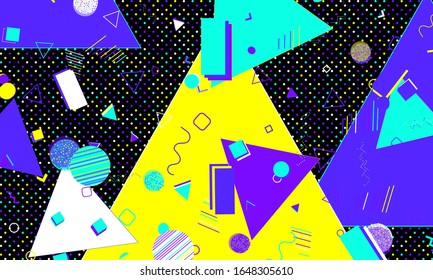80s background. Abstract dots. Memphis pattern. Vector Illustration. Hipster style 80s-90s pattern. Abstract colorful funky background.