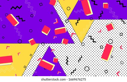 80s background. Abstract dots. Memphis pattern. Vector Illustration. Hipster style 80s-90s pattern. Abstract colorful funky background.