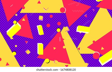 80s background. Abstract dots. Memphis pattern. Vector Illustration. Hipster style 80s-90s pattern. Abstract colorful funky background.