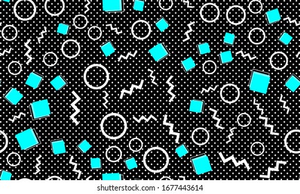 80s background. Abstract dots. Memphis pattern. Vector Illustration. Hipster style 80s-90s pattern. Abstract colorful funky background.