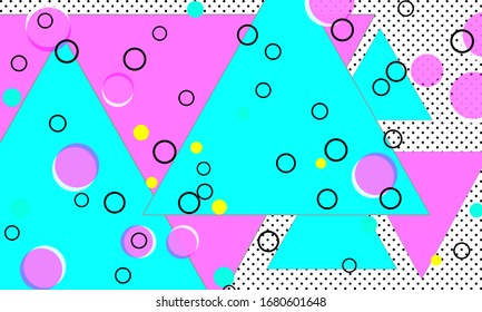 80s background. Abstract dots. Memphis pattern. Vector Illustration. Hipster style 80s-90s pattern. Abstract colorful funky background.