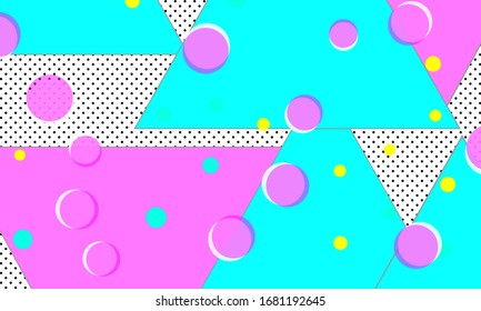80s background. Abstract dots. Memphis pattern. Vector Illustration. Hipster style 80s-90s pattern. Abstract colorful funky background.