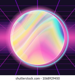 80s Background Vector. For Trendy Modern Design. Neon Presentation Rainbow. Illustration

