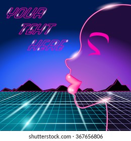 80s background with woman's face (eps10); jpg version also available