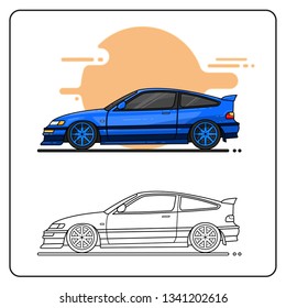 80S BLUE CAR EASY EDITABLE