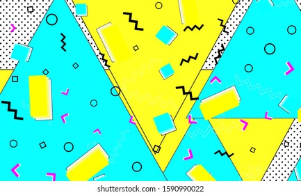 80s Blue Wallpaper. Child Composition. Artistic Mustard Illustration. Stripes Template. Kinder Cyan Poster. Yellow Summer Drawing. Vintage Azure Artwork.