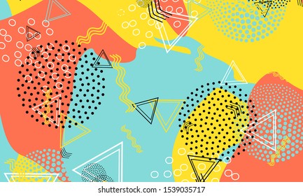 80s Coral Pattern. Amber Fluid Flyer. Aqua Summer Fashion. Abstract Cover. Baby Blue Bright Backdrop. Mustard Geometric Decor. Contemporary Drawing.