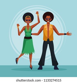 80s Couple dancing cartoon