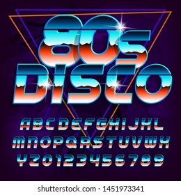 80s Disco Alphabet Font Letters Numbers Stock Vector (Royalty Free ...