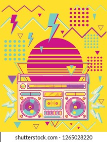 80s disco funky colorful music design