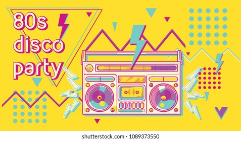 80s disco party funky colorful music design