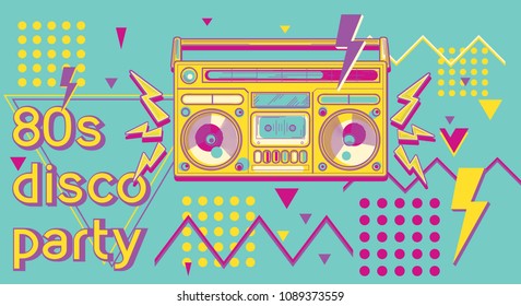 80s disco party funky colorful music design